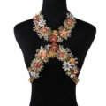 Unique Crystal Flower Pendant Necklace Bikini Beach Dress Decro Body Chain Jewelry - White