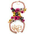 Women Trend Crystal Flower Pendant Necklace Bikini Beach Dress Decro Body Chain - Rose Yellow