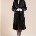 Big Wool Collar Cool Faux Mink Fur Overcoat Fashion Women Coat - Black