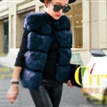 Cheap Classic Elegant Faux Fox Fur Vest Fashion Women Overcoat - Blue
