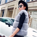 Cheap Classic Elegant Faux Fox Fur Vest Fashion Women Overcoat - Gray
