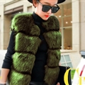 Cheap Classic Elegant  Faux Fox Fur Vests Fashion Women Overcoat - Green
