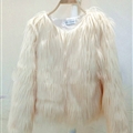 Cheap Cool Faux Fox Fur Overcoat Fashion Women Coat - Beige