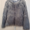 Cheap Cool Faux Fox Fur Overcoat Fashion Women Coat - Gray