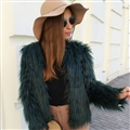 Cheap Cool Faux Fox Fur Overcoat Fashion Women Coat - Green