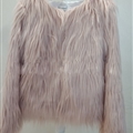 Cheap Cool Faux Fox Fur Overcoat Fashion Women Coat - Khaki