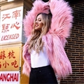 Cheap Cool Faux Fox Fur Overcoat Fashion Women Coat - Pink 01