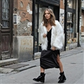 Cheap Cool Faux Fox Fur Overcoat Fashion Women Coat - White