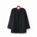 Cheap Cool Faux Fur Overcoat Fashion Women Coat - Black