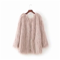 Cheap Cool Faux Fur Overcoat Fashion Women Coat - Pink
