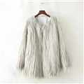 Cheap Cool Faux Fur Overcoat Fashion Women Coat - White