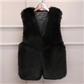 Cheap Cute Elegant Faux Fox Fur Vest Fashion Women Overcoat - Black