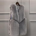 Cheap Cute Elegant Faux Fox Fur Vest Fashion Women Overcoat - Grey