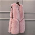 Cheap Cute Elegant Faux Fox Fur Vest Fashion Women Overcoat - Pink