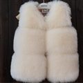 Cheap Cute Faux Fox Fur Vest Fashion Children Overcoat - Beige