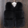 Cheap Cute Faux Fox Fur Vest Fashion Children Overcoat - Black