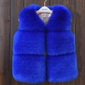 Cheap Cute Faux Fox Fur Vest Fashion Children Overcoat - Blue