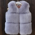 Cheap Cute Faux Fox Fur Vest Fashion Children Overcoat - Gray