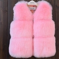 Cheap Cute Faux Fox Fur Vest Fashion Children Overcoat - Pink