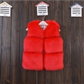 Cheap Cute Faux Fox Fur Vest Fashion Children Overcoat - Red