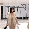 Cheap Furry Faux Fox Fur Vest Fashion Women Overcoat - Apricot 01
