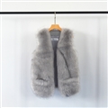 Cheap Furry Faux Fox Fur Vest Fashion Women Overcoat - Gray