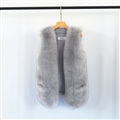 Cheap Furry Faux Fox Fur Vest Fashion Women Overcoat - Grey