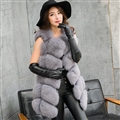 Cheap Good Warm Faux Fox Fur Vests Fashion Women Waistcoat - Gray