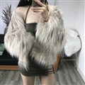 Cheap Pretty Faux Fox Fur Overcoat Fashion Women Coat - Gray