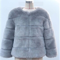 Cheap Warm Faux Fox Fur Overcoat Fashion Women Coat - Blue