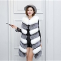 Cheap Warm Long Faux Fox Fur Vest Fashion Women Waistcoat - Silvery