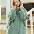 Cheap Warm Long Faux Rabbit Fur Overcoat Fashion Women Coat - Green