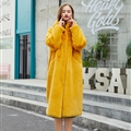 Cheap Warm Long Faux Rabbit Fur Overcoat Fashion Women Coat - Yellow