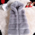 Cheap Winter Cool Faux Fox Fur Vest Fashion Women Waistcoat - Gray