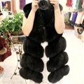 Cheap Winter Diamond Faux Fox Fur Vest Fashion Women Waistcoat - Black
