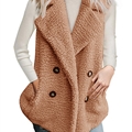 Cheap Winter Elegant Faux Plush Fur Vest Fashion Women Waistcoat - Camel