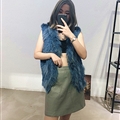 Cheap Winter Elegant Faux Rabbit Fur Vest Fashion Women Waistcoat - Blue 01