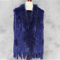 Cheap Winter Elegant Faux Rabbit Fur Vest Fashion Women Waistcoat - Blue 02