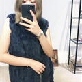 Cheap Winter Elegant Faux Rabbit Fur Vest Fashion Women Waistcoat - Blue 03