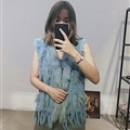 Cheap Winter Elegant Faux Rabbit Fur Vest Fashion Women Waistcoat - Blue