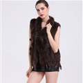 Cheap Winter Elegant Faux Rabbit Fur Vest Fashion Women Waistcoat - Coffee