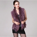 Cheap Winter Elegant Faux Rabbit Fur Vest Fashion Women Waistcoat - Purple