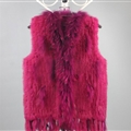Cheap Winter Elegant Faux Rabbit Fur Vest Fashion Women Waistcoat - Rose