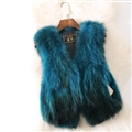 Cheap Winter Elegant Faux Raccoon Fur Vest Fashion Women Waistcoat - Blue 01