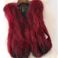 Cheap Winter Elegant Faux Raccoon Fur Vest Fashion Women Waistcoat - Red