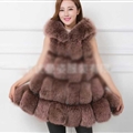 Cheap Winter Good Faux Fox Fur Vest Fashion Women Waistcoat - Reddish Brown