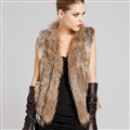 Cheap Winter Unique Faux Rabbit Fur Vest Fashion Women Waistcoat - Khaki