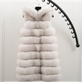 Classic Long Furry Faux Fox Fur Vest Fashion Women Waistcoat - White