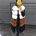 Coloured Cute Elegant Faux Fox Fur Vest Fashion Women Overcoat - Brown 01