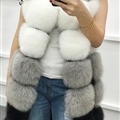 Coloured Cute Elegant Faux Fox Fur Vest Fashion Women Overcoat - Grey